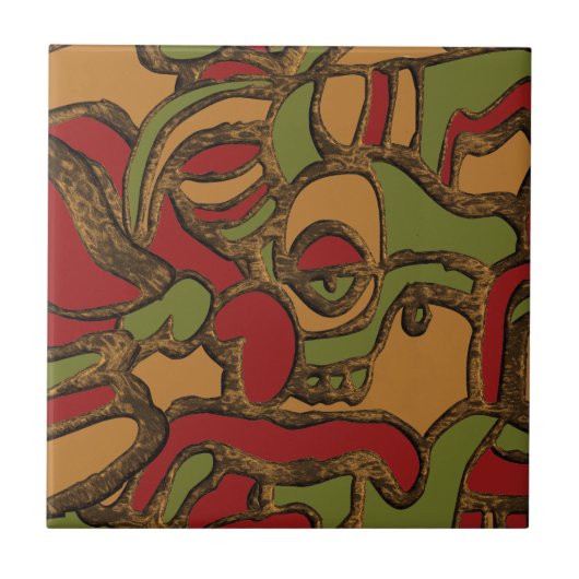 マヤユニークン象形文字デザイン タイル (正面)