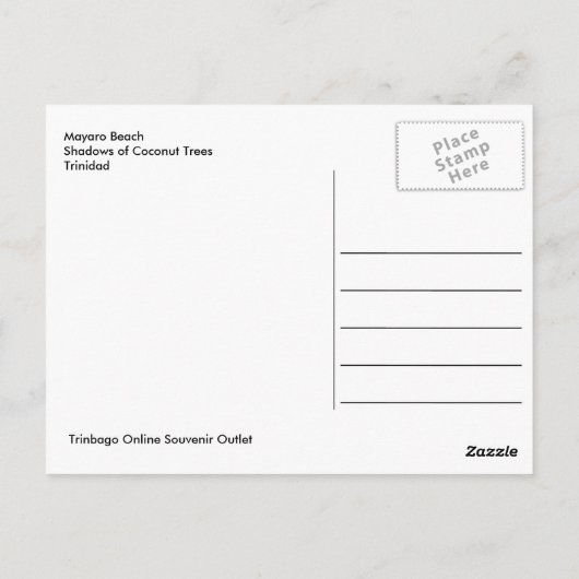 マヤロビーチココナッツツリーズハガキの影 ポストカード (裏面)