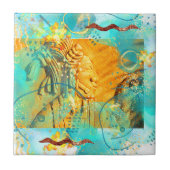 マヤンウォリアーターコイズ&ゴールデンミスティスカイ タイル (正面)