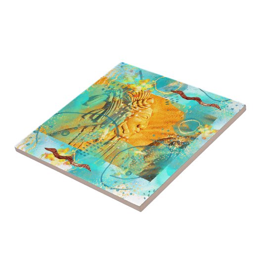 マヤンウォリアーターコイズ&ゴールデンミスティスカイ タイル (側面)