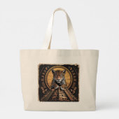 マヤンジャガーディアン | 神話アステカ芸術 ラージトートバッグ (裏面)