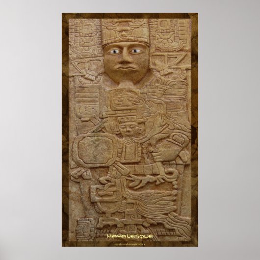 マヤンストーンカービングアートプリント ポスター (正面)