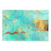 マヤンターコイズ&ゴールデンミスティスカイ枕ケース 枕カバー (裏面)