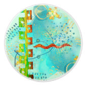 マヤンターコイズ&ゴールデンミスティスカイ セラミックノブ (正面)