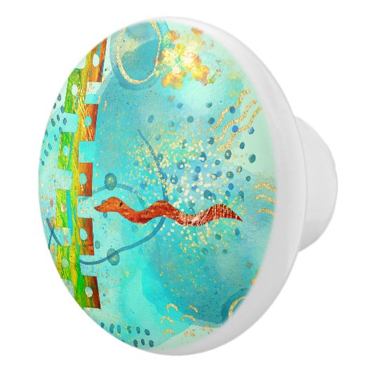 マヤンターコイズ&ゴールデンミスティスカイ セラミックノブ (右)