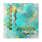 マヤンターコイズ&ゴールデンミスティスカイ タイル (正面)