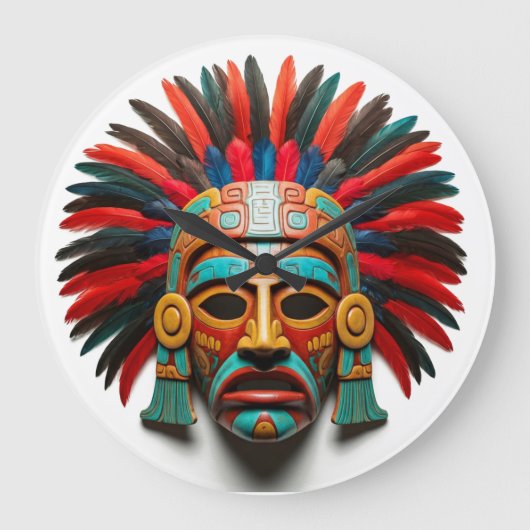 マヤンマスクメキシコ旅行 ラージ壁時計 (正面)