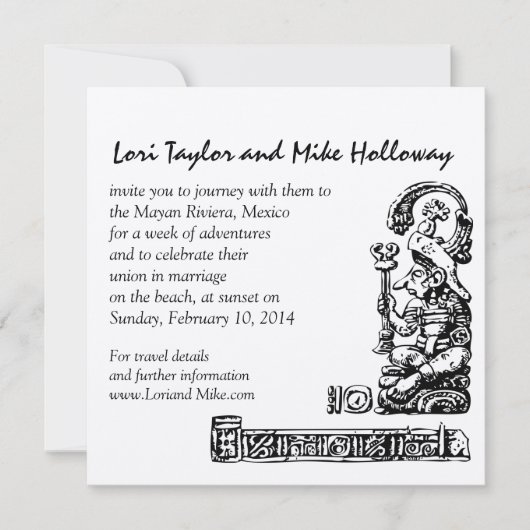 マヤンリビエラメキシコビーチ結婚式招待状金ゴールド 招待状 (正面)
