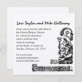 マヤンリビエラメキシコビーチ結婚式招待状金ゴールド 招待状 (正面/裏面)