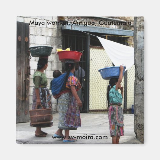 マヤ女性，アンティグア，グアテマラ マグネット (正面)