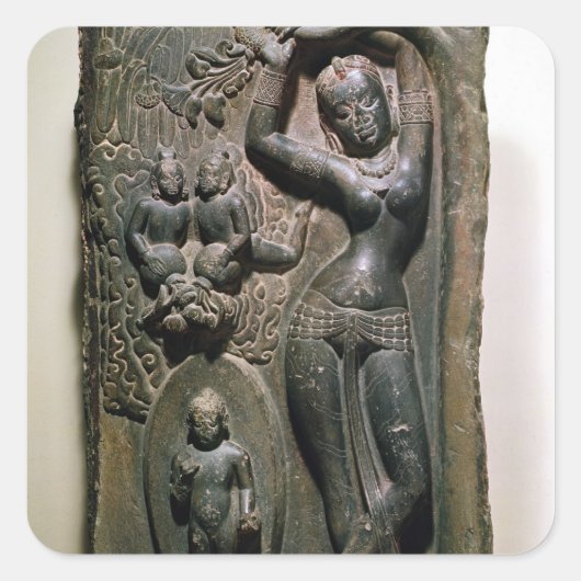 マヤ女王与えの未来の仏への誕生 スクエアシール (正面)