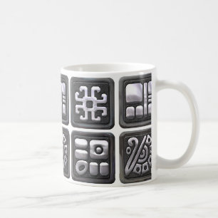マヤ文字 – 黒と銀 コーヒーマグカップ