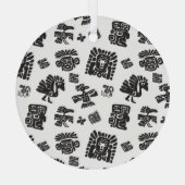 マヤ白黒エスニックパターン ガラスオーナメント (裏面)