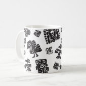 マヤ白黒エスニックパターン コーヒーマグカップ (正面左)