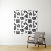 マヤ白黒エスニックパターン タペストリー (インサイチュ(横))