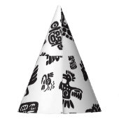 マヤ白黒エスニックパターン パーティーハット (裏面)
