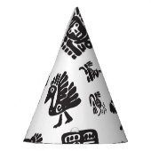 マヤ白黒エスニックパターン パーティーハット (左)