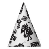 マヤ白黒エスニックパターン パーティーハット (右)