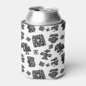マヤ白黒エスニックパターン 缶クーラー (缶正面)