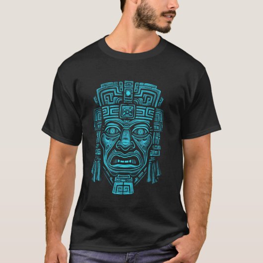 マヤ神魔神話古代マスクフナブク Tシャツ (正面)