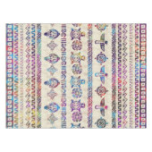 マヤ/アステカで穏やかな水彩画パターン テーブルクロス (正面(横))