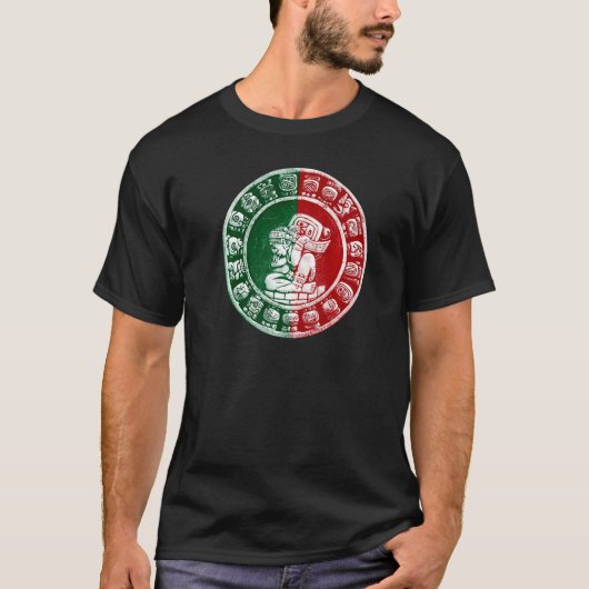 マヤ・ハブ暦メキシコ国旗 Tシャツ (正面)