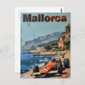 マヨルカのヴィンテージレーシングカー ポストカード (正面/裏面)