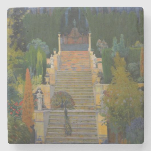 マヨルカの風格ある庭園（サンティアゴ・ルシニョル著） ストーンコースター (正面)