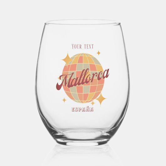 マヨルカスペインのホリデーパーティーのお土産ビーチ ステムなしワイングラス (正面)