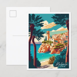 マヨルカスペインヴィンテージ旅行イラストレーション ポストカード