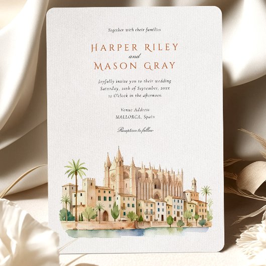 マヨルカスペイン大聖堂ウォーター結婚カラー 招待状