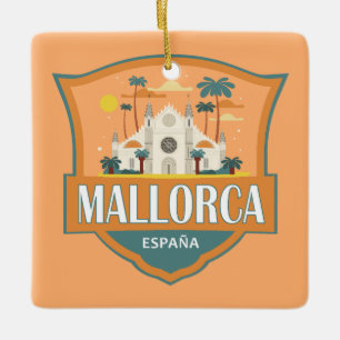 マヨルカスペイン旅行レトロバッジ セラミックオーナメント