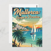 マヨルカスペイン旅行ヴィンテージレトロ ポストカード (正面/裏面)