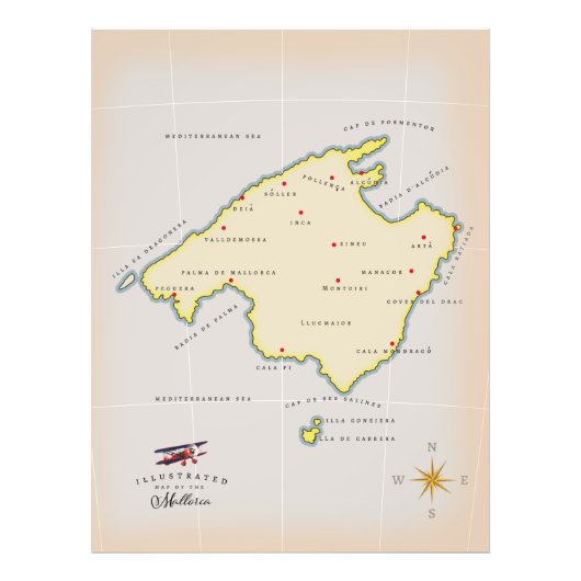 マヨルカ島のイラスト地図 フォトプリント            (正面)