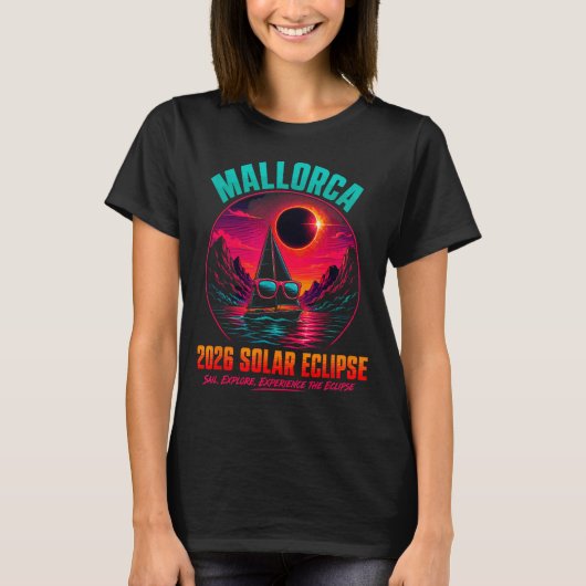 マヨルカ島 2026年 日食 セーリング 探索 Tシャツ (正面)