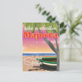 マヨルカ,スペインヴィンテージビーチバケーションポスター ポストカード (スタンド正面)