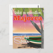 マヨルカ,スペインヴィンテージビーチバケーションポスター ポストカード (正面/裏面)