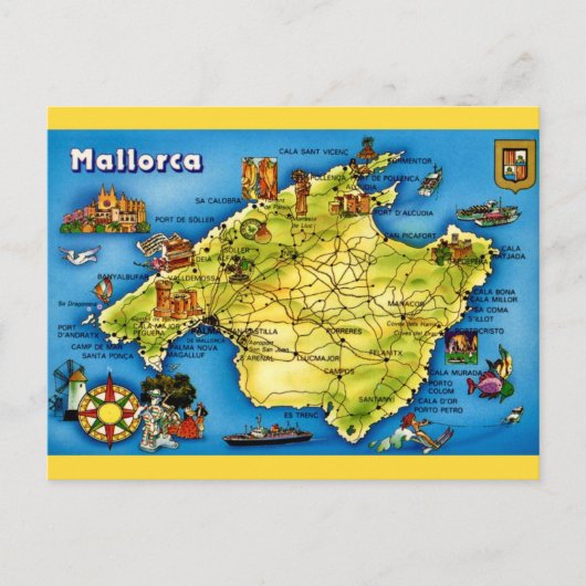 マヨルカ スペイン 地図 ポストカード (正面)