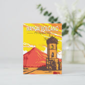 マヨン火山カグサワ遺跡フィリピン旅行アート ポストカード (スタンド正面)