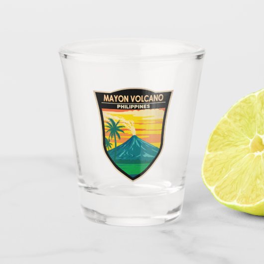 マヨン火山フィリピン旅行アートヴィンテージ ショットグラス (正面)