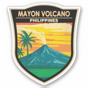 マヨン火山フィリピン旅行アートヴィンテージ シール