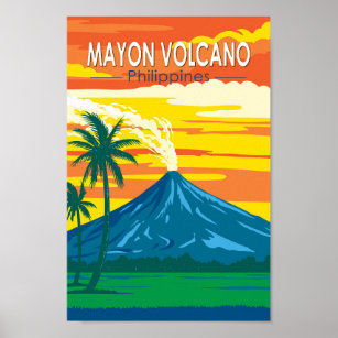 マヨン火山フィリピン旅行アートヴィンテージ ポスター