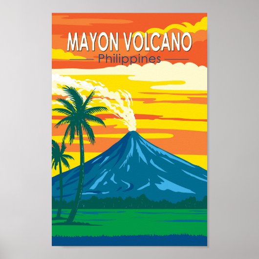 マヨン火山フィリピン旅行アートヴィンテージ ポスター (正面)