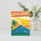 マヨン火山フィリピン旅行アートヴィンテージ ポストカード (スタンド正面)