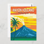マヨン火山フィリピン旅行アートヴィンテージ ポストカード (正面/裏面)