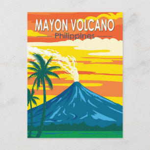 マヨン火山フィリピン旅行アートヴィンテージ ポストカード