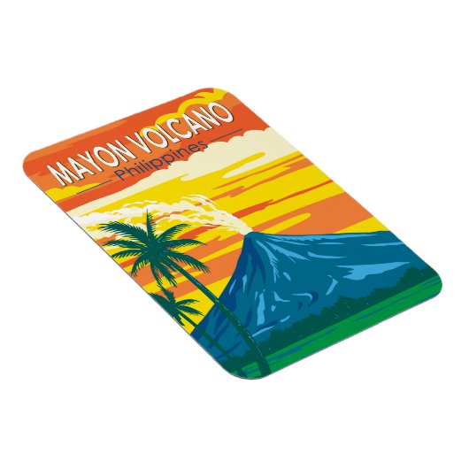 マヨン火山フィリピン旅行アートヴィンテージ マグネット (右側)