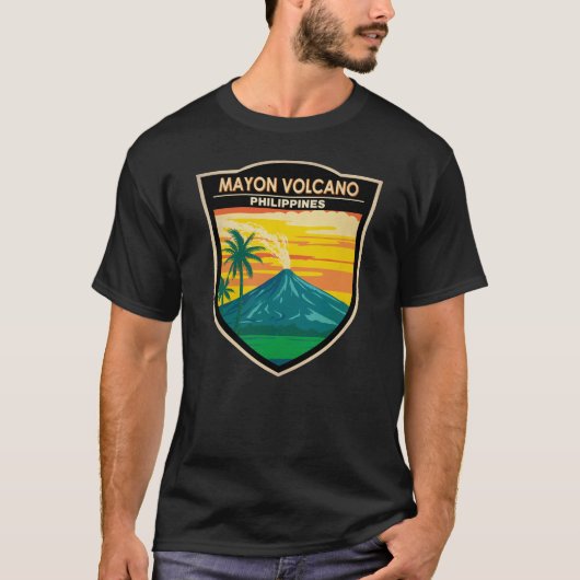 マヨン火山フィリピン旅行アートヴィンテージ Tシャツ (正面)