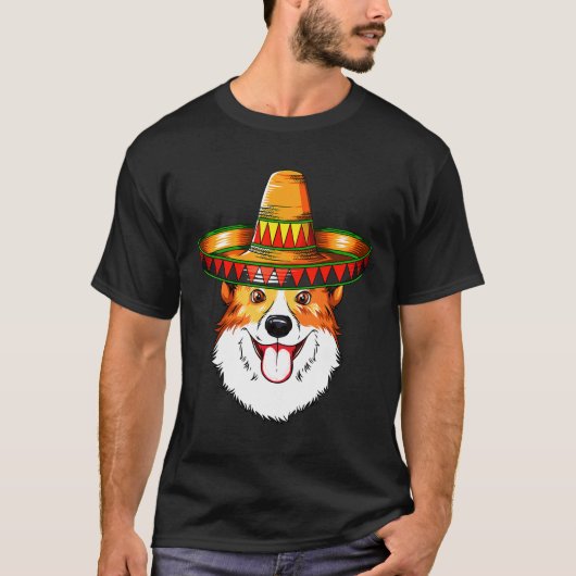 マヨ メキシカン ソンブレロ コーギー コーギー Tシャツ (正面)