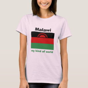 マラウイの旗と地図とテキストのTシャツ Tシャツ